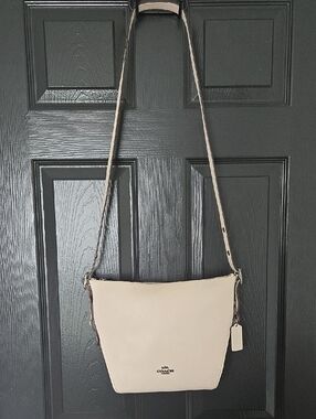 Coach Chalk Pebbled Leather Crossbody in Cream